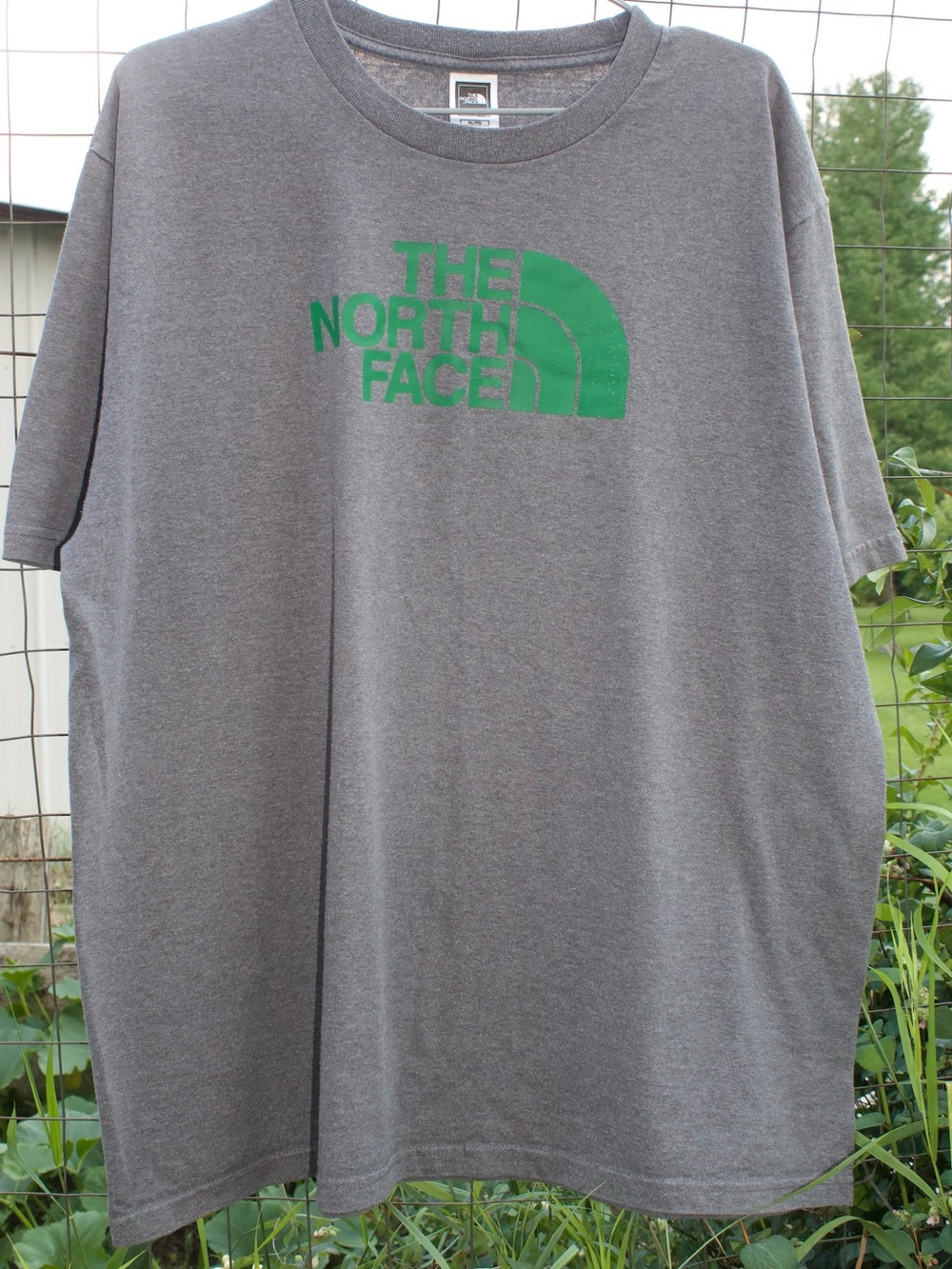 The North Face Gray Short Sleeve Tee with Green Logo